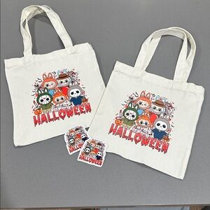 Halloween Themed Tote Bags and matching vinyl stickers